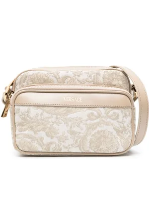 VERSACE Barocco-jacquard leather messenger bag