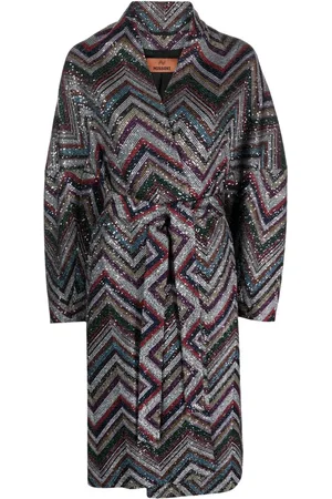 Missoni Zigzag sequin-embellished belted coat