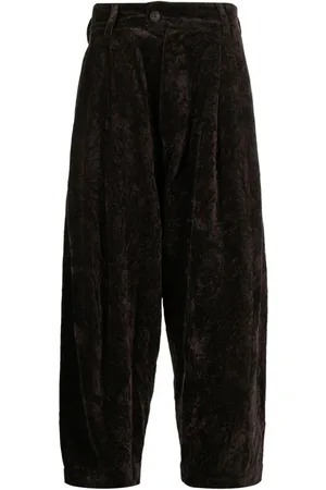 ZIGGY CHEN Crushed-velvet wide-leg trousers