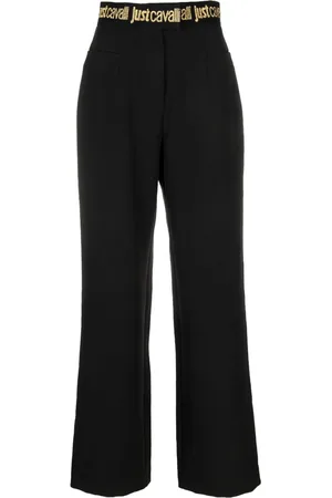 Roberto Cavalli Logo-waistband wide-leg trousers