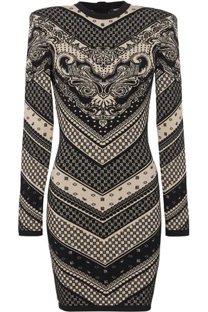 Balmain Monogram-pattern knitted minidress