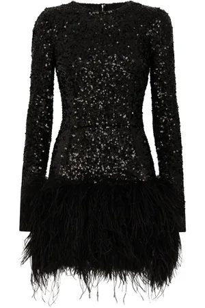 Dolce & Gabbana Feather-trim sequinned minidress