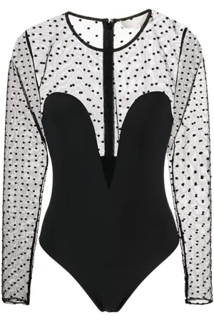 FLEUR DU MAL Dotty plunge bodysuit