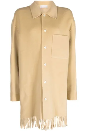 SYSTEM Fringed-hem single-breasted coat