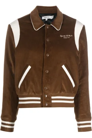 Sporty & Rich Logo-embroidered corduroy bomber jacket