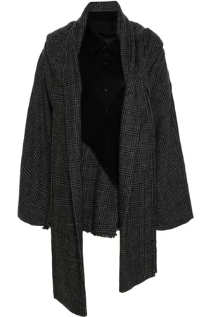 YOHJI YAMAMOTO Combination plaid check-pattern coat