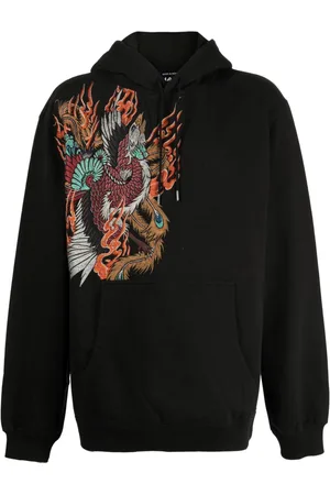 Maharishi Fire Phoenix-embroidered drawstring hoodie