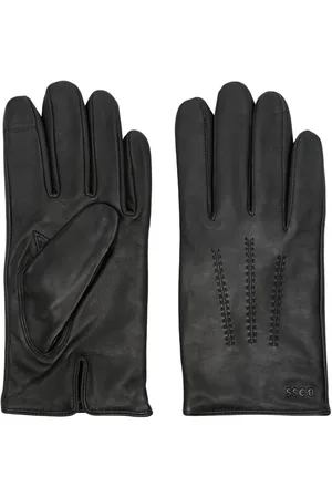 HUGO BOSS Logo-lettering leather gloves