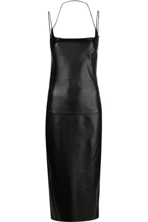 The Attico Halterneck leather midi dress