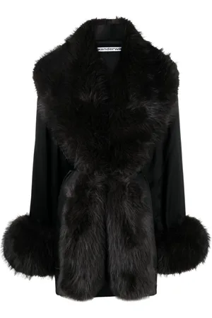 Alexander Wang Faux fur-trim silk minidress