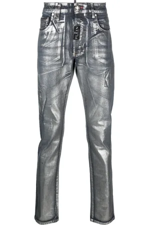 Philipp Plein Metallic-effect straight-leg jeans