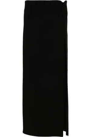 MAGDA BUTRYM Floral-appliqué wool-blend skirt