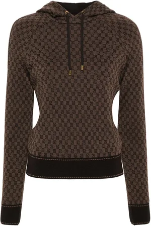 Balmain PB Monogram-jacquard wool hoodie