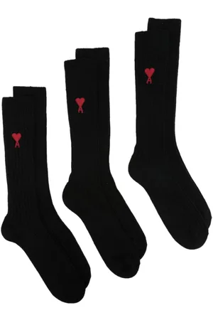 Ami Intarsia-knit logo socks (pack of three)