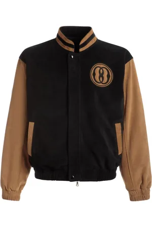 Bally Emblem logo-patch suede bomber jacket