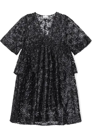 Ganni Bow-pattern tulle minidress