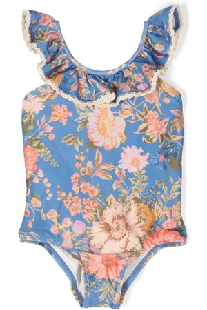 ZIMMERMANN August floral-print ruffled swimsuit