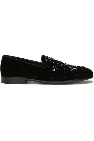 Dolce & Gabbana Crystal-embellished velvet slippers