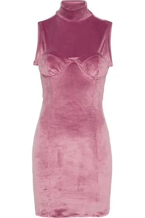 GCDS Logo-embroidered open-back velvet minidress