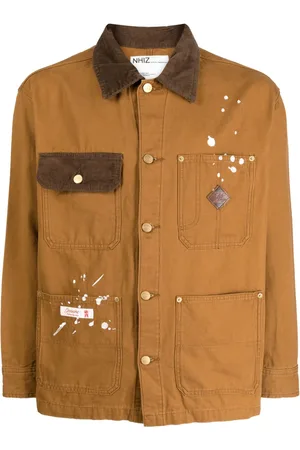 Izzue Logo-embroidered cotton shirt jacket