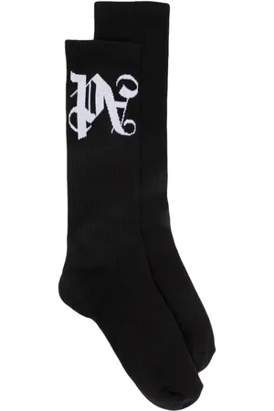 Palm Angels Monogram-intarsia ribbed socks