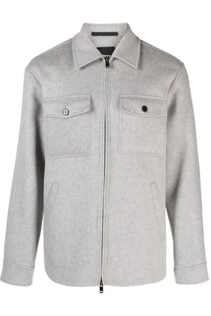 THEORY Zip-up wool blend shirt jacket