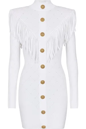 Balmain Fringed knitted minidress