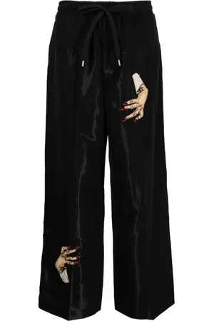 UNDERCOVER Hand-embroidered satin trousers