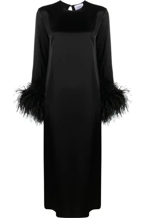 Sleeper Suzi feather-cuffs maxi dress