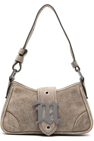 MISBHV Small logo-plaque suede tote bag
