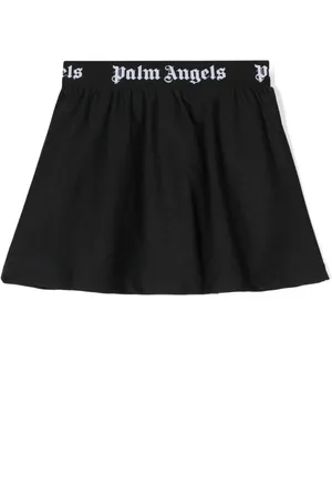 Palm Angels Logo-waistband flared skirt