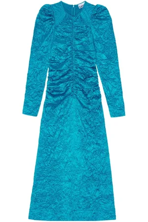 Ganni Crinckled satin midi dress
