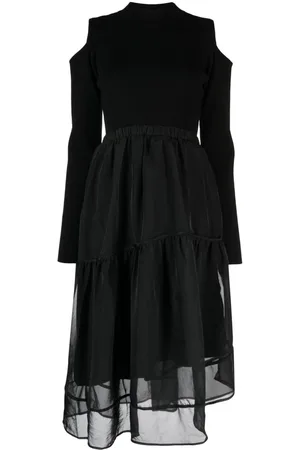 tout a coup Cold-shoulder layered midi dress