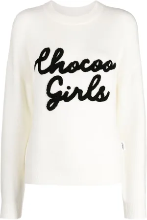 Chocoolate Logo intarsia-knit crew-neck jumper