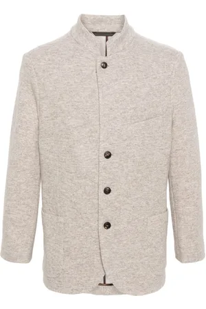 Manzoni 24 Stand up-collar mélange-effect blazer