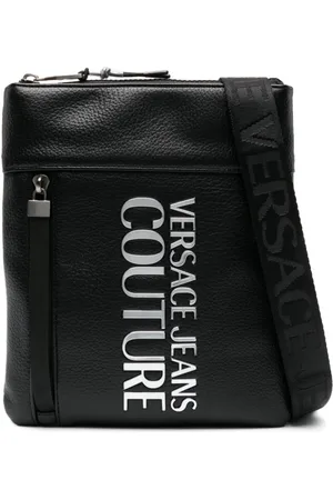 VERSACE Logo-plaque faux-leather messenger bag