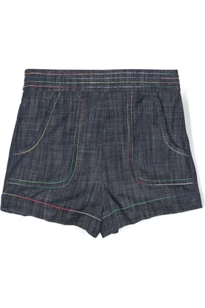 ZIMMERMANN Alight rainbow-stitch denim shorts