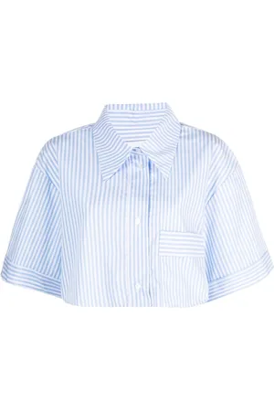 Viktor & Rolf Striped cropped organic-cotton shirt