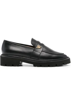 Via Roma Logo-lettering leather loafers