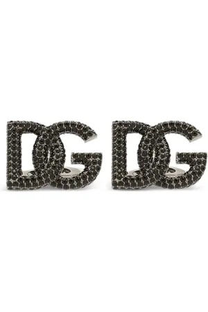 Dolce & Gabbana Logo-plaque crystal-embellished cufflinks