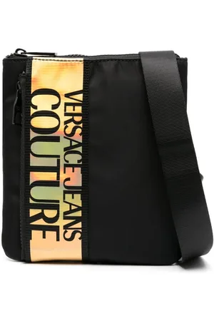 VERSACE Iridescent logo-tape messenger bag
