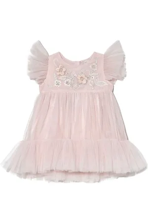 Tutu Du Monde Bebe Blue Orchid floral-embrodiered tulle dress