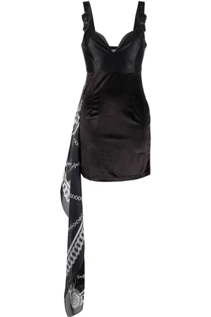 VERSACE Chain link-print scarf-detail minidress