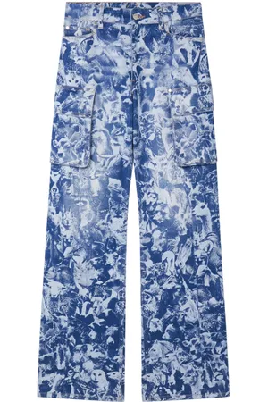 Stella McCartney Animal-print mid-rise cargo jeans