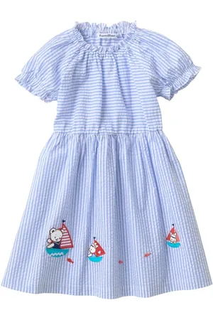 Familiar Ruffle-detail striped dress