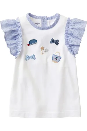 Familiar Ruffle-trim cotton T-shirt