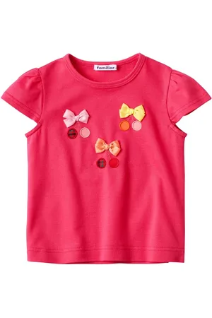 Familiar Bow-appliqué cotton T-shirt