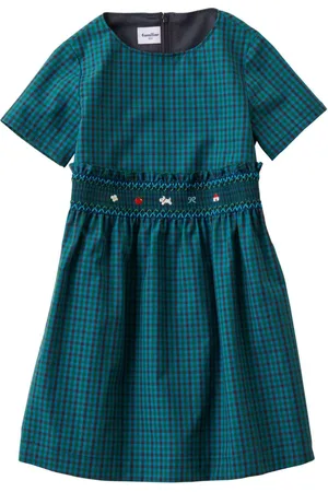 Familiar Check-pattern short-sleeve dress