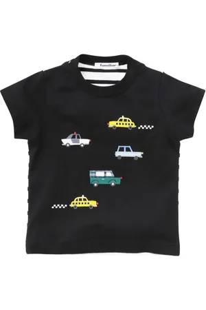 Familiar Motif-embroidered striped T-shirt
