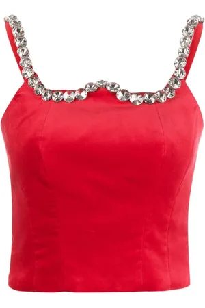 VIVETTA Crystal-embellished cropped tank top